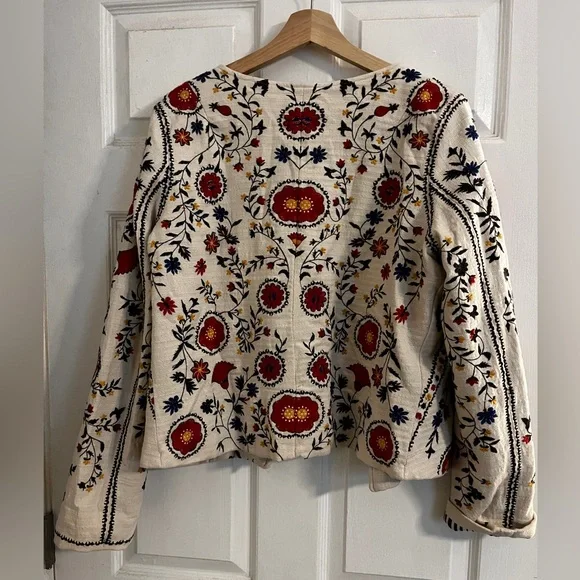Anthropologie Floral Embroidered Jacket - Cream and Multicolor - Picture 4 of 5